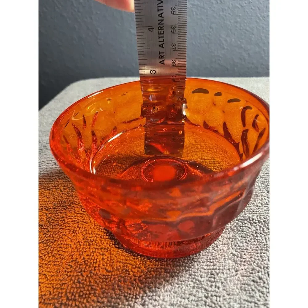 Vintage Diamond Thumbprint pattern Viking glass Amberina bowl